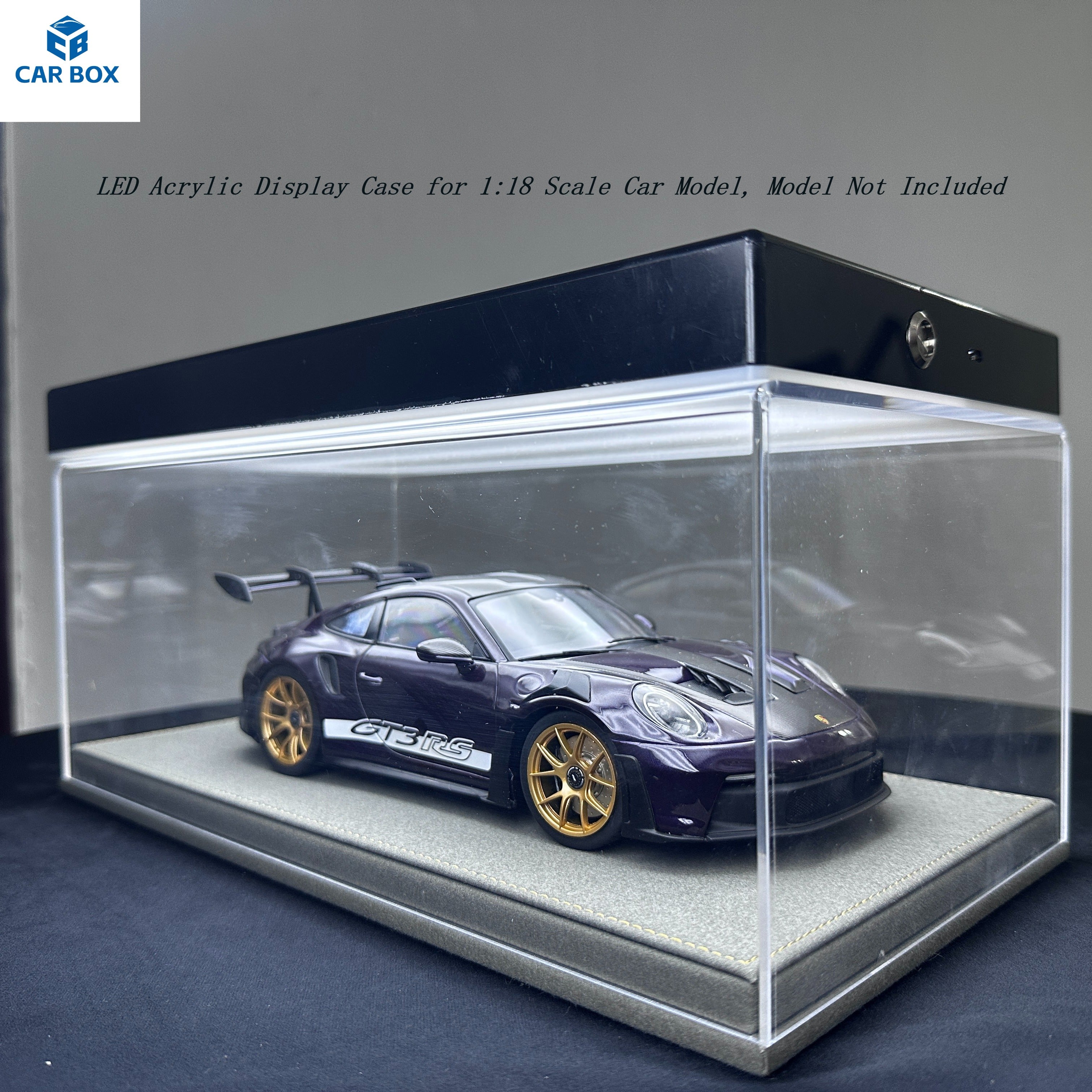 1:18 Universal LED Car Model Display Case with Leather Base