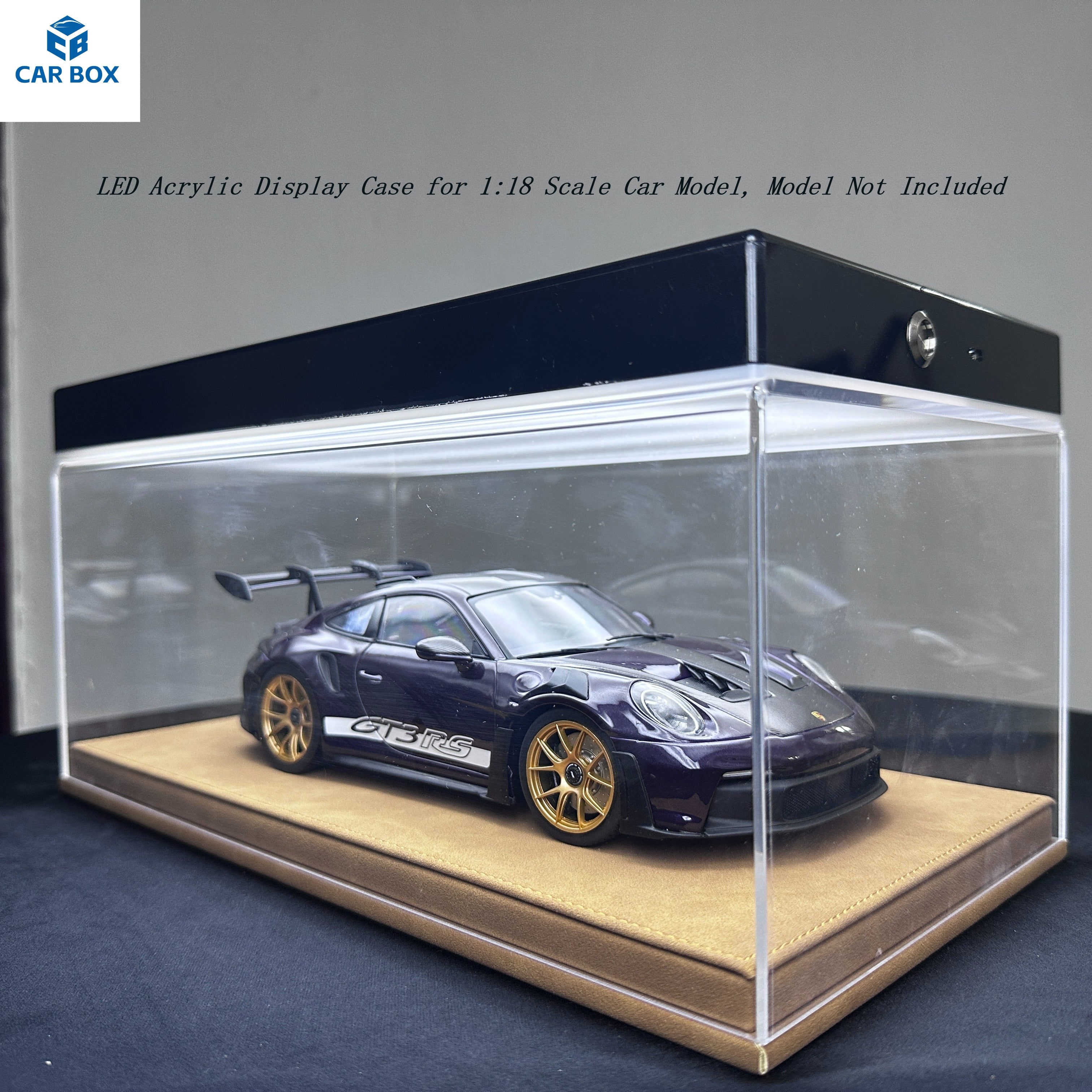 1:18 Universal LED Car Model Display Case with Leather Base