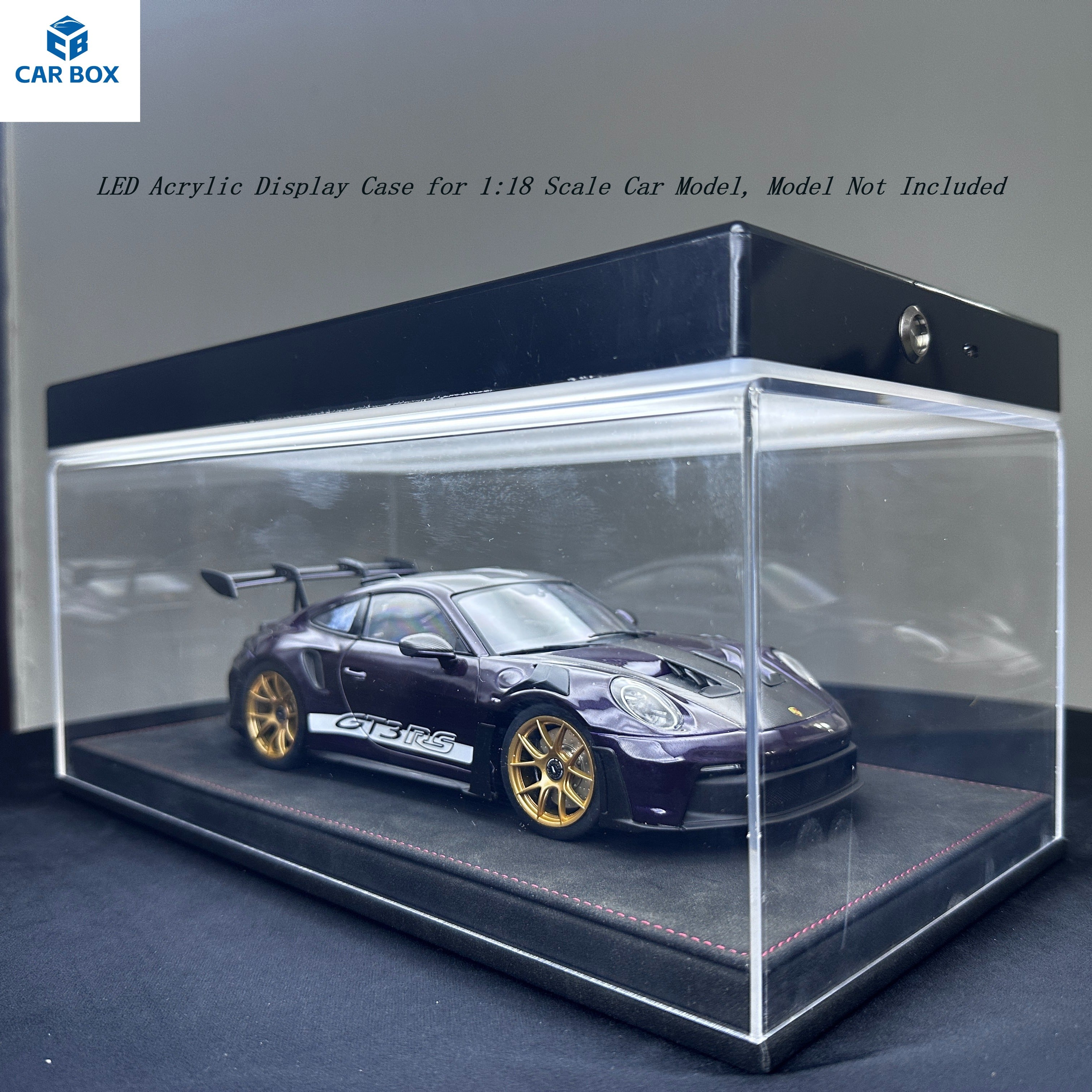 1:18 Universal LED Car Model Display Case with Leather Base