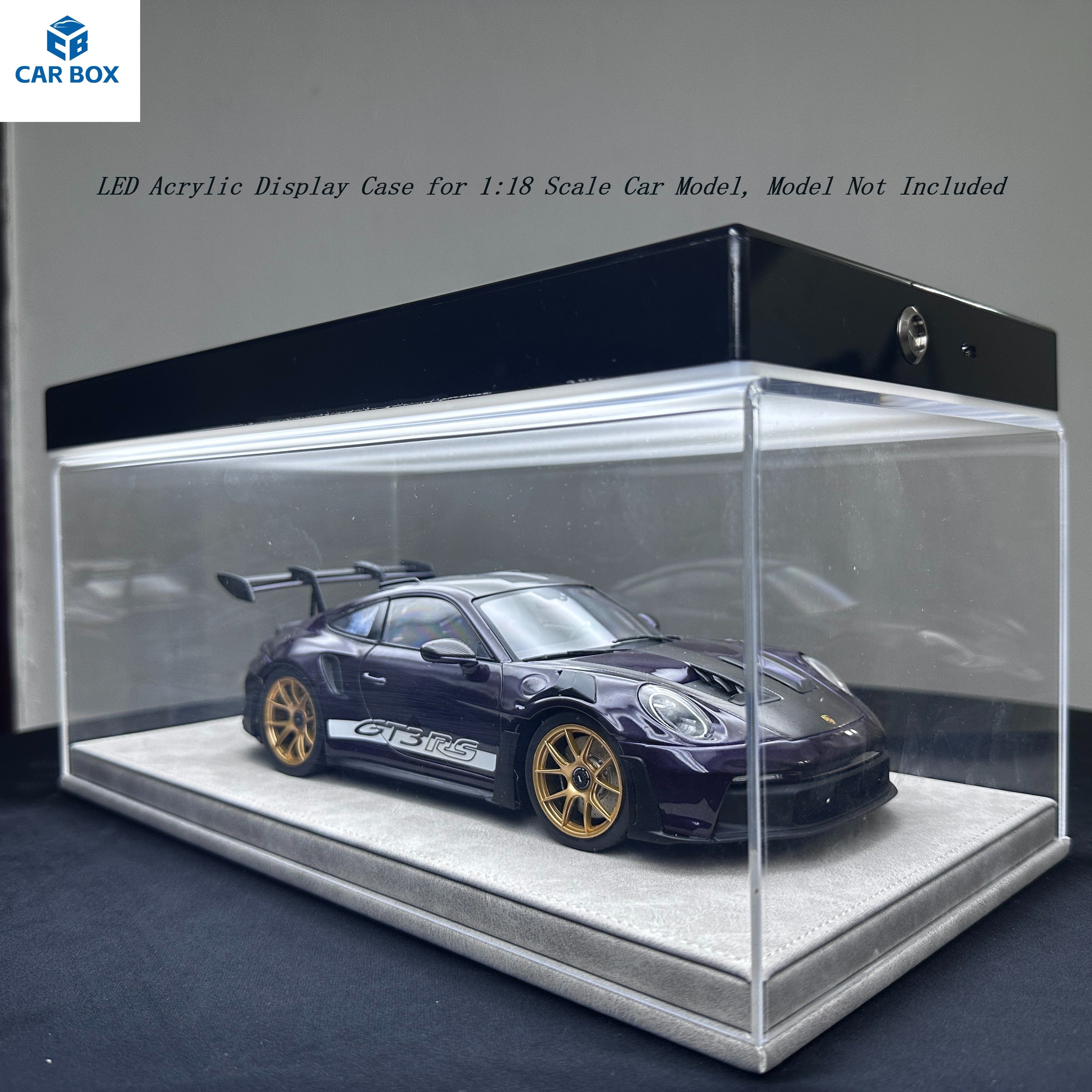 1:18 Universal LED Car Model Display Case with Leather Base