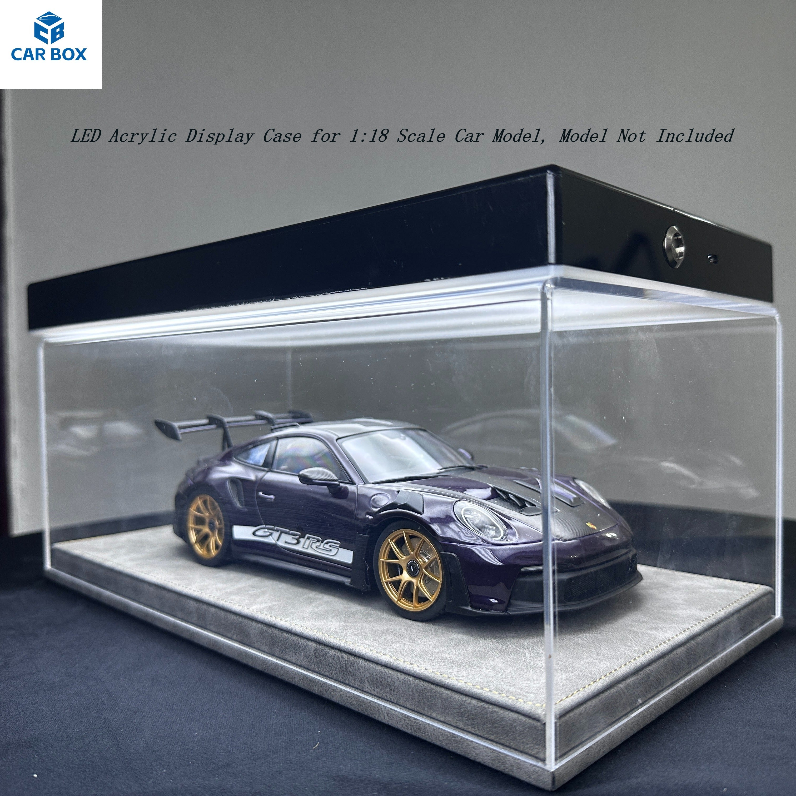 1:18 Universal LED Car Model Display Case with Leather Base