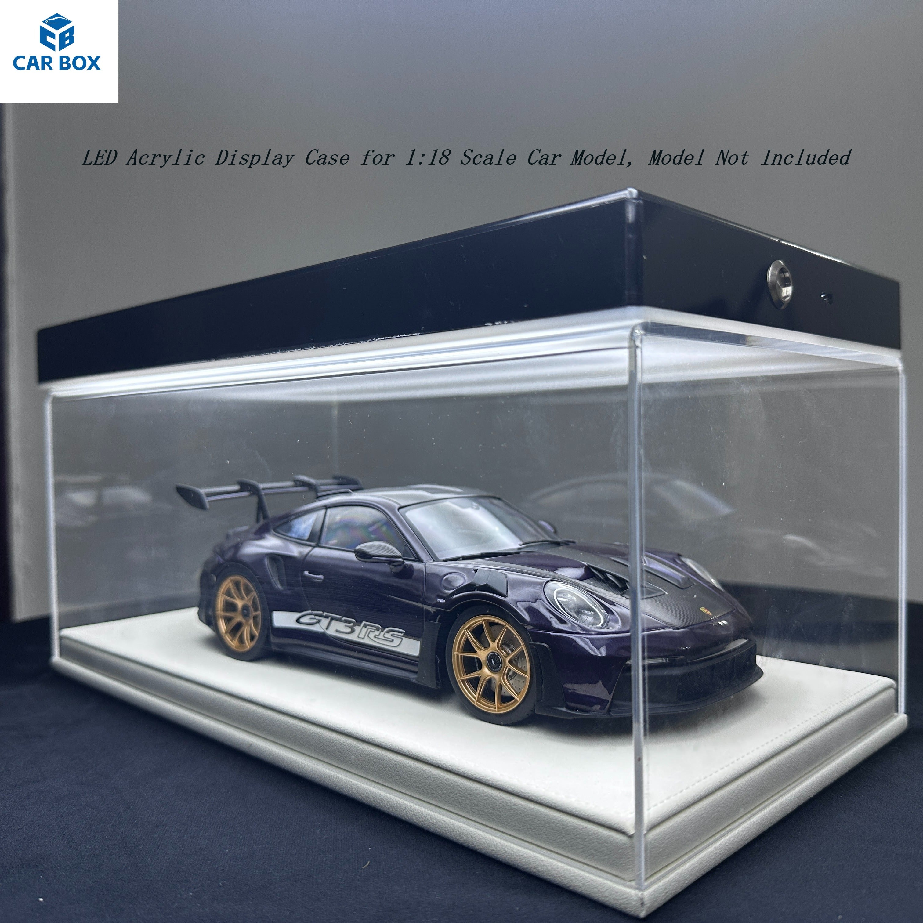 1:18 Universal LED Car Model Display Case with Leather Base