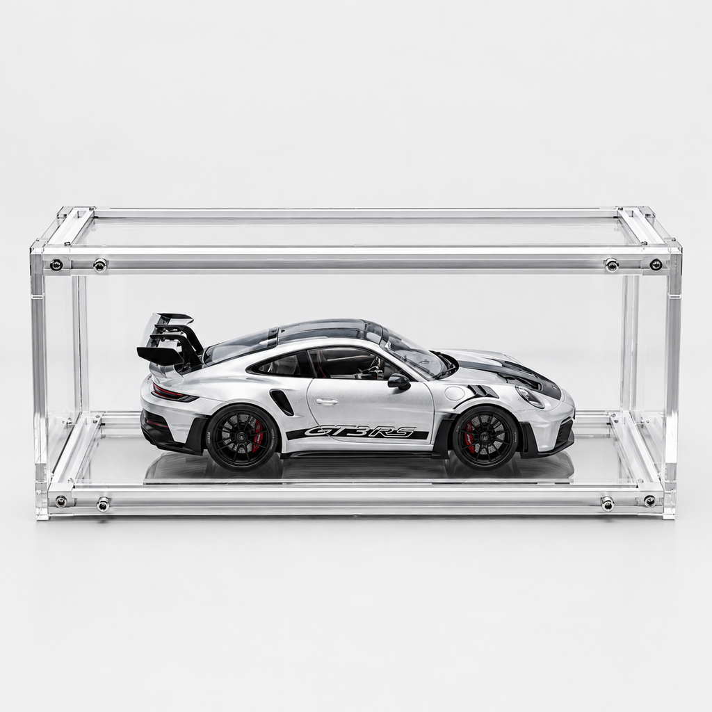 1:18 Scale Diecast Car Display Case with Aluminum Frame